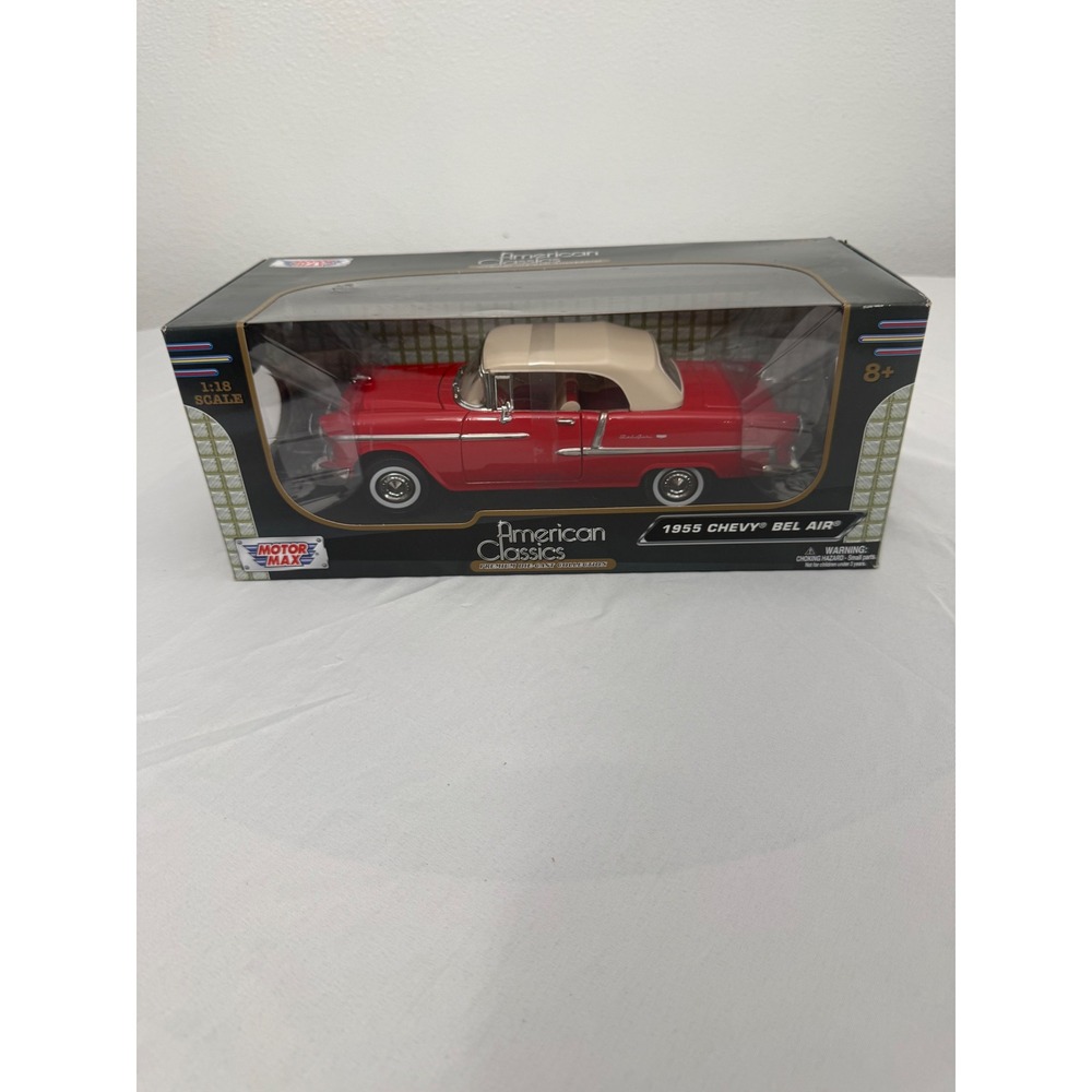 Motor Max 1955 Chevy Bel Air Red 1:18 Diecast American Classics Model Car 73100